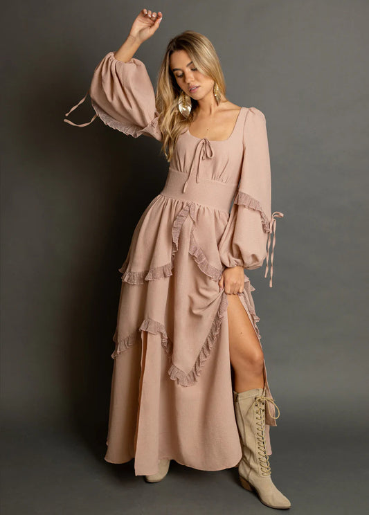 Women Long Sleeved Boho Dress