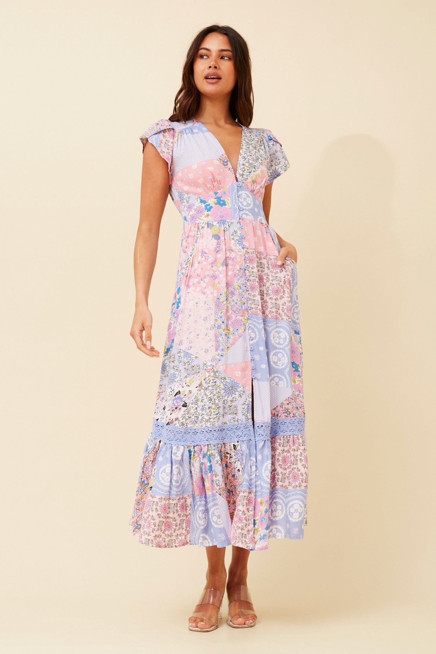 Women Boho short Sleeved Maxi Dress