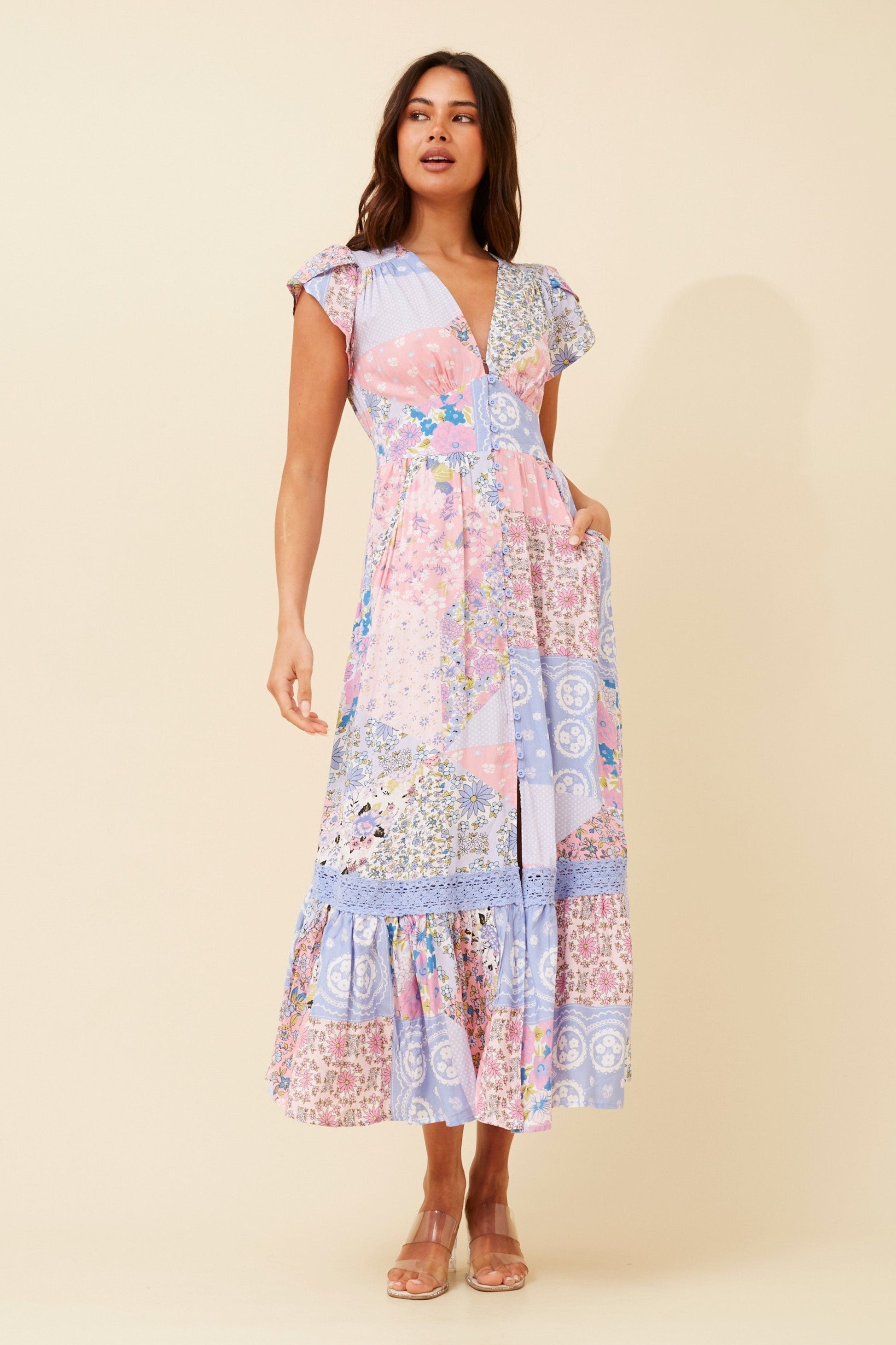Women Boho short Sleeved Maxi Dress
