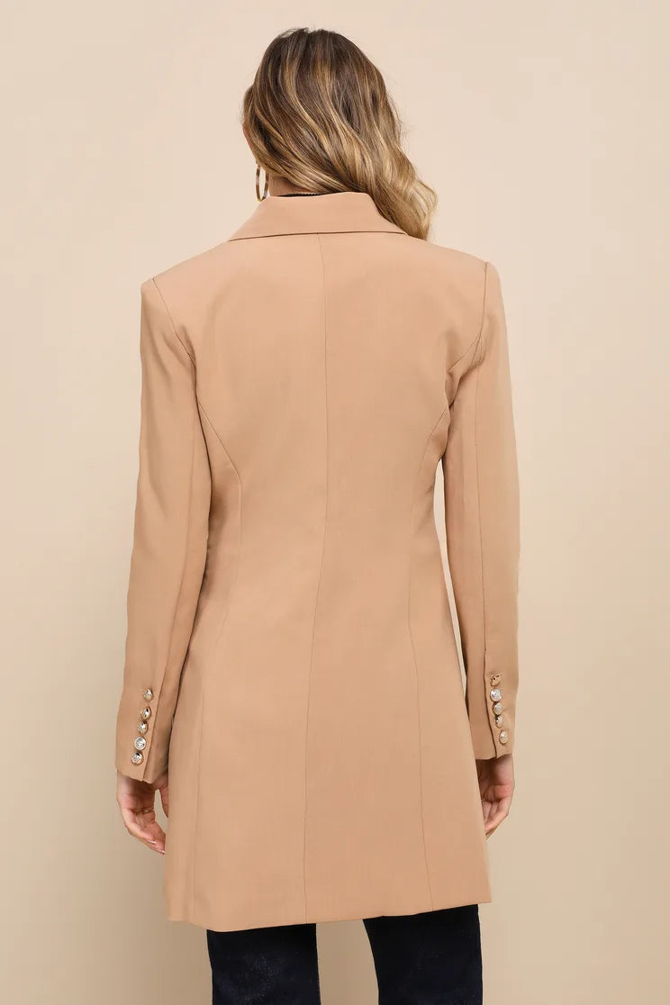 Women Double-Breasted Coat Military Coat Blazer Dress