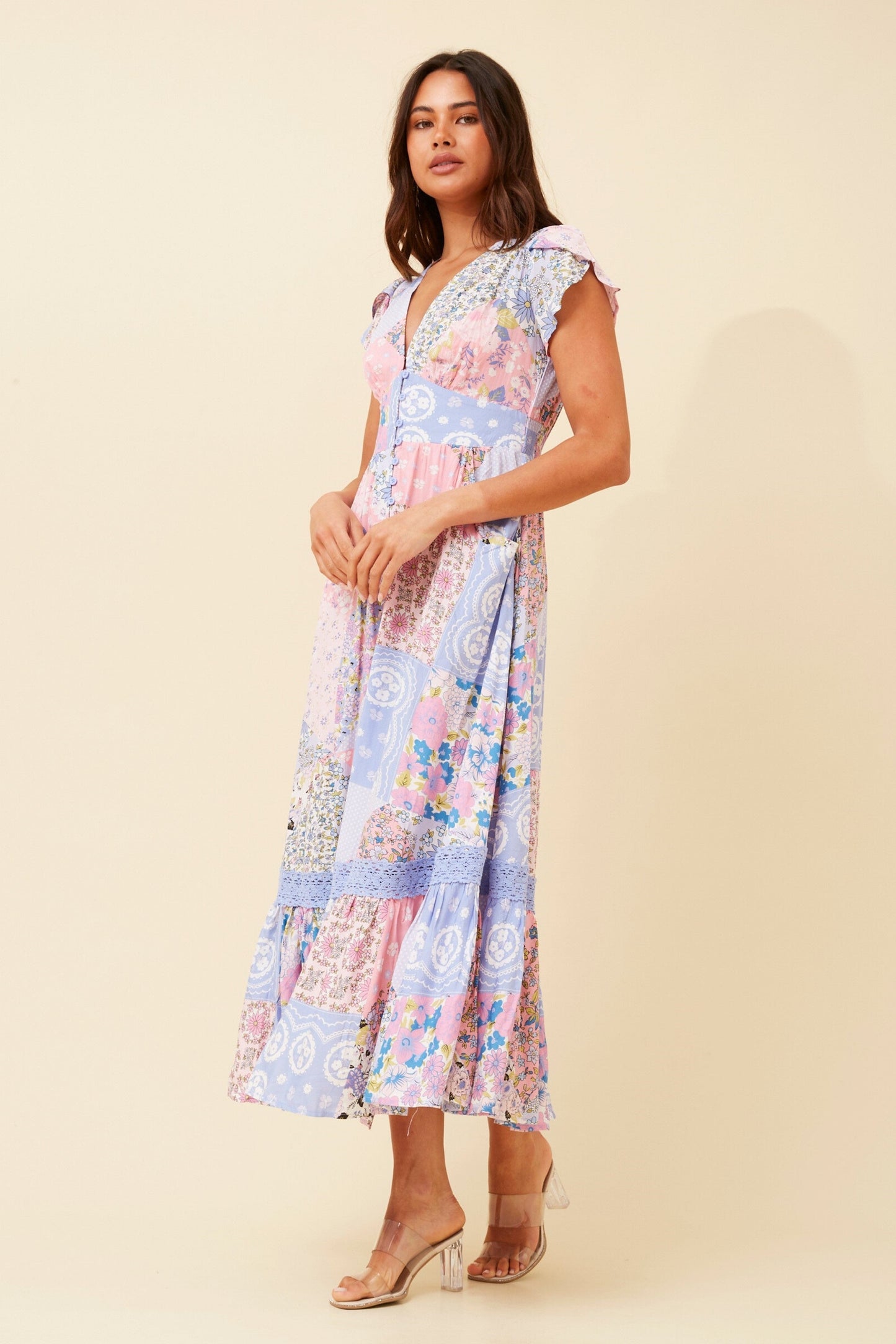 Women Boho short Sleeved Maxi Dress